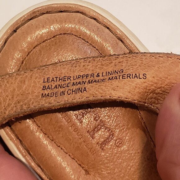 Born Tan Leather Cushioned Sandals with Velcro Strap - Picture 6 of 16